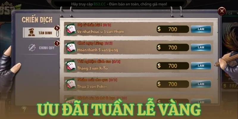 uu dai tuan le vang Ưu đãi tuần lễ vàng tại B52CLUB